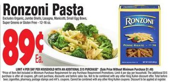 King Kullen Ronzoni pasta offer