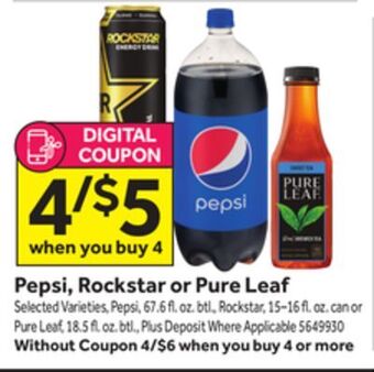 Stop&Shop Pepsi, rockstar or pure leaf offer