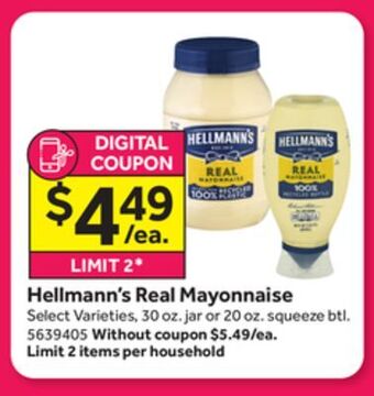 Stop&Shop Hellmann's real mayonnaise offer
