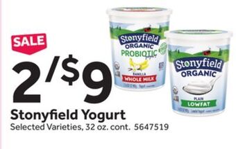 Stop&Shop Stonyfield yogurt offer