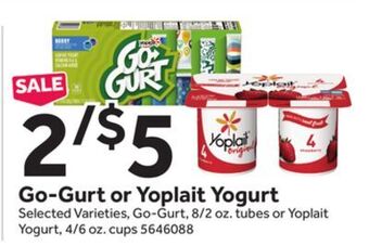 Stop&Shop Go-gurt or yoplait yogurt offer