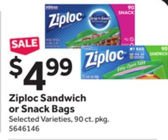 Stop&Shop Ziploc sandwich or snack bags offer