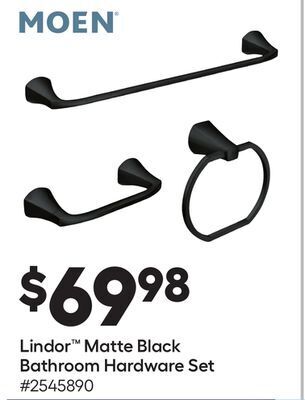 Lowe's Lindor™ matte black bathroom hardware set offer