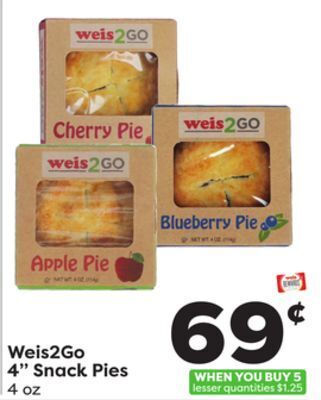 Weis Markets Weis2go 4" snack pies offer