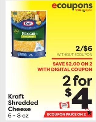 Weis Markets Kraft shredded cheese offer