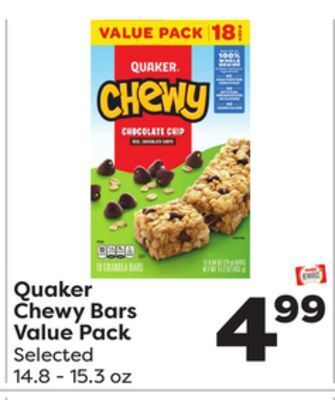 Weis Markets Quaker chewy bars value pack offer