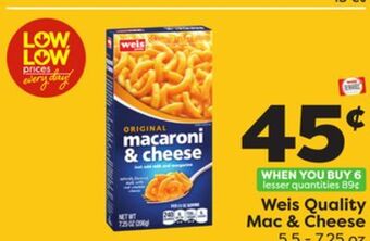 Weis Markets Weis quality mac & cheese offer