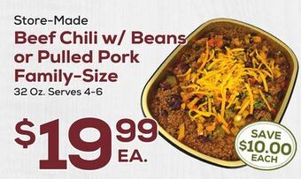 DeCicco & Sons Beef chili w/beans or pulled pork family-size offer