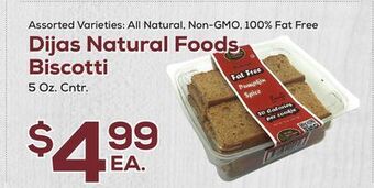 DeCicco & Sons Dijas natural foods biscotti offer