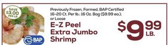 DeCicco & Sons E-z peel extra jumbo shrimp offer