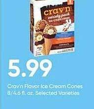 Stater Bros Crav'n flavor ice cream cones offer