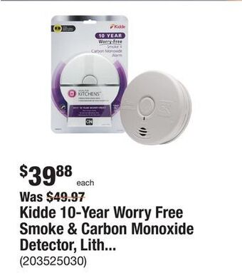 The Home Depot Kidde 10-year worry free smoke & carbon monoxide detector, lithium battery powered with photoelectric sensor offer