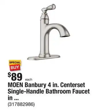 The Home Depot Moen banbury 4 in. centerset single-handle bathroom faucet in spot resist brushed nickel offer