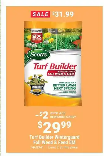 Ace Hardware Scotts turf builder winterguard fall weed & feed 5m offer