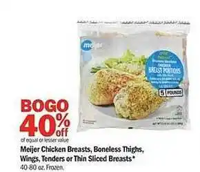 Meijer Meijer chicken breasts, boneless thighs, wings, tenders or thin sliced breasts offer