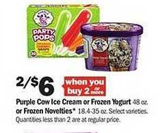 Meijer Purple cow ice cream or frozen yogurt or frozen novelties offer