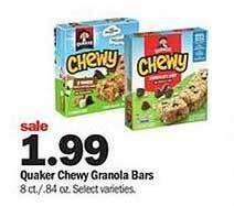Meijer Quaker chewy granola bars offer