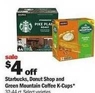 Meijer Starbucks, donut shop and green mountain coffee k-cups offer