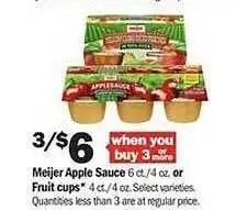 Meijer Meijer apple sauce or fruit cups offer