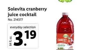 Lidl Solevita cranberry juice cocktail offer