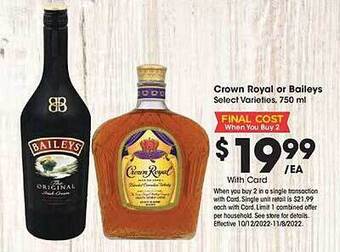 Ralphs Crown royal or baileys offer