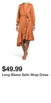 TJ Maxx Long sleeve satin wrap dress offer