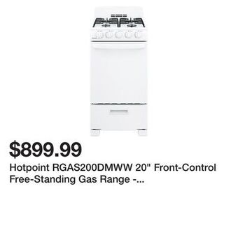 Kmart Hotpoint rgas200dmww 20" front-control free-standing gas range - white offer