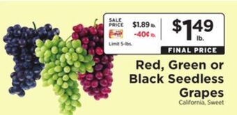 ShopRite Red, green or black seedless grapes offer