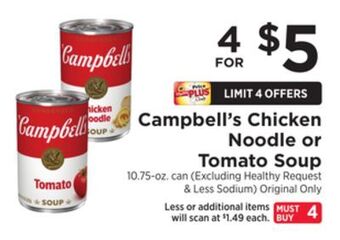ShopRite Chicken noodle or tomato soup offer