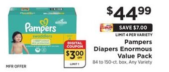 ShopRite Diapers enormous value pack offer