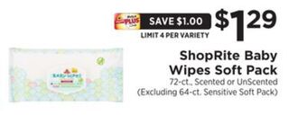ShopRite Baby wipes soft pack offer