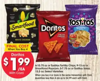 Kroger Tostitos Tortilla Chips . Smartfood Popcorn offer