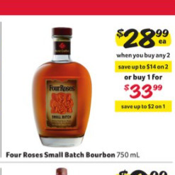 Winn Dixie Four roses small batch bourbon offer