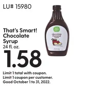 Hy-Vee Chocolate syrup offer