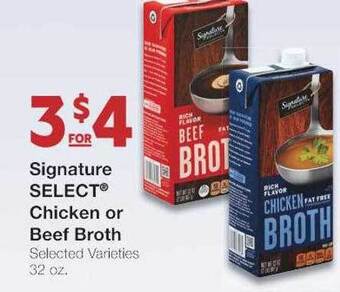 United Supermarkets Signature select chicken or beef broth offer