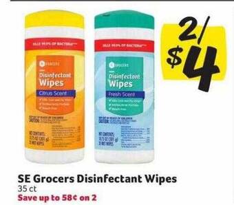 Weis Markets Se grocers disinfectant wipes offer