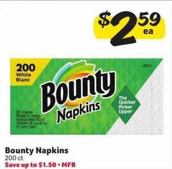 Weis Markets Bounty napkins offer