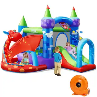 Walmart Gymax kids inflatable bounce house dragon jumping slide bouncer castle w/ 750w blower offer