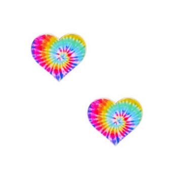 Claire's Rainbow tie dye heart stud earrings offer