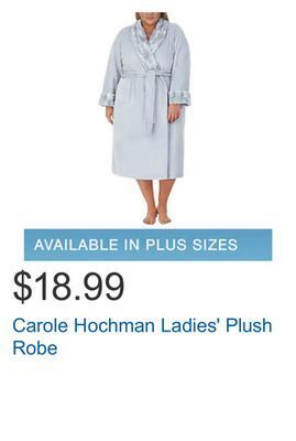 Costco Carole hochman ladies' plush robe offer