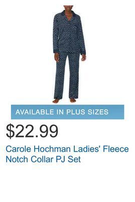 Costco Carole hochman ladies' fleece notch collar pj set offer