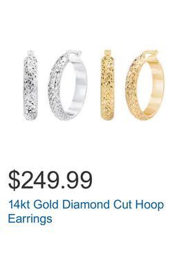 Costco 14kt gold diamond cut hoop earrings offer