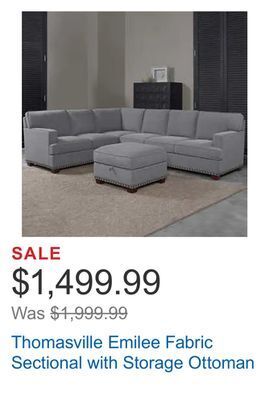 Costco Thomasville emilee fabric sectional with storage ottoman offer