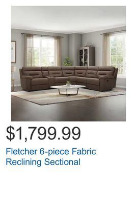 Costco Fletcher 6-piece fabric reclining sectional offer