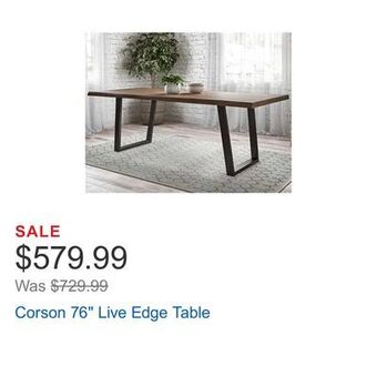 Costco Corson 76" live edge table offer