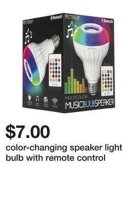 Five Below Color-changing speaker light bulb with remote control offer