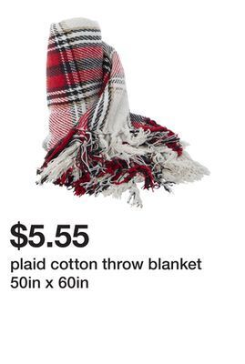 Five Below Plaid cotton throw blanket 50in x 60in offer