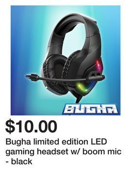 Five Below Bugha limited edition led gaming headset w/ boom mic - black offer