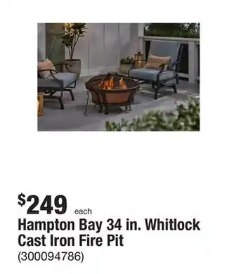 The Home Depot Hampton bay 34 in. whitlock cast iron fire pit offer