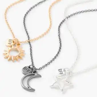 Claire's Best friends mixed metal cosmic pendant necklaces - 3 pack offer